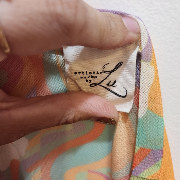 Groovy 70s Psychedelic Daisy Longsleeve Sheer Top. - Picture 5 of 6